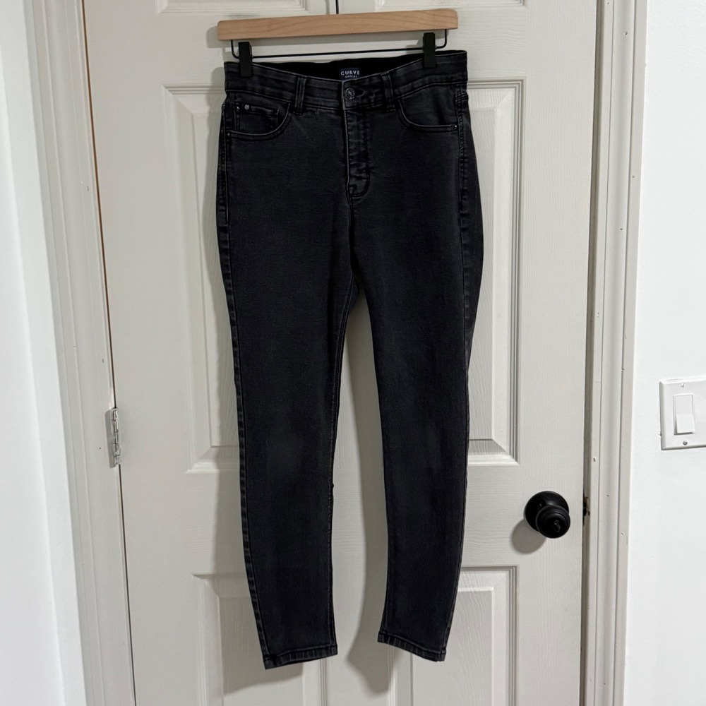 Curve Appeal Skinny Jeans Womens 8/29‎ Black High Rise Stretch Denim Casual